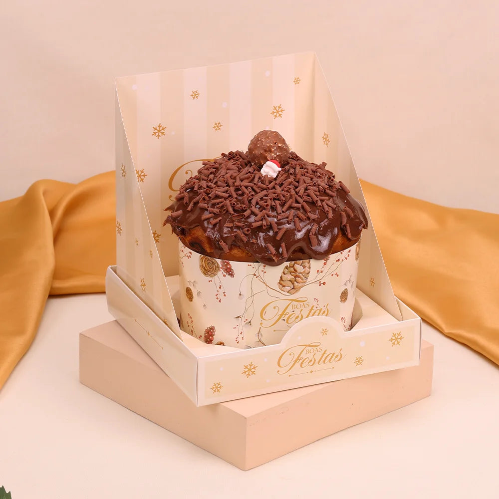 Caixa para Panetone 500g com Tampa de Acetato Clássica (5 unidades)