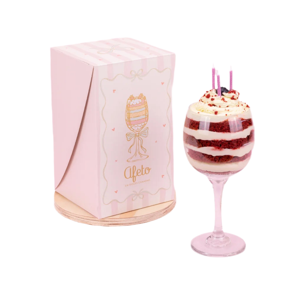 Caixa para Bolo na Taça - Rosa (5 unidades)- Somente caixas