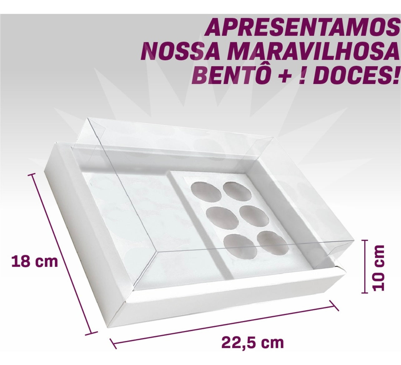 Caixa de Bento cake (mini bolo) mais 6 doces kit com 10