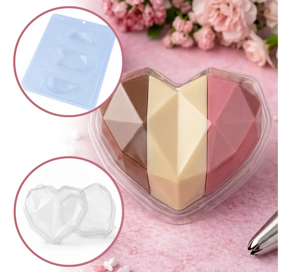 Forma Bwb Silicone Coração Lapidado Fatia 350g Cod. 10644