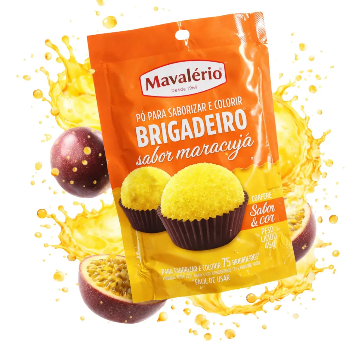 Pó Saborizante Para Brigadeiro Mavalério Maracuja 45 Gramas