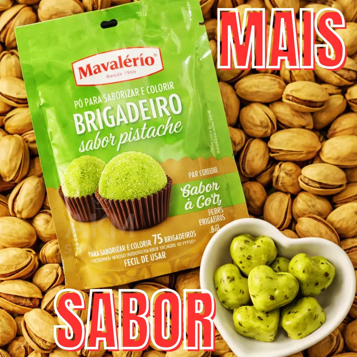 Saborizante Em Pó Preparo Brigadeiro Pistache 45g Mavalério