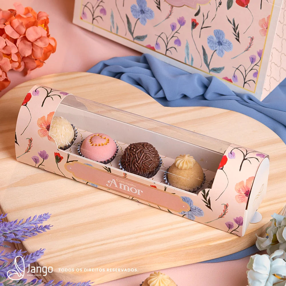 Caixa para Macarons ou 5 doces Carinho (10 unidades) Modelo: 3225