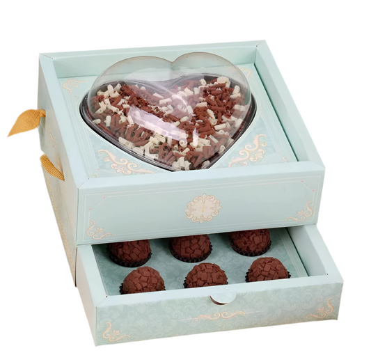 CAIXA CORACAO AZUL- GAVETA 9 DOCES COM BLISTER CORAÇÃO 500g kit com 5 (MAES)