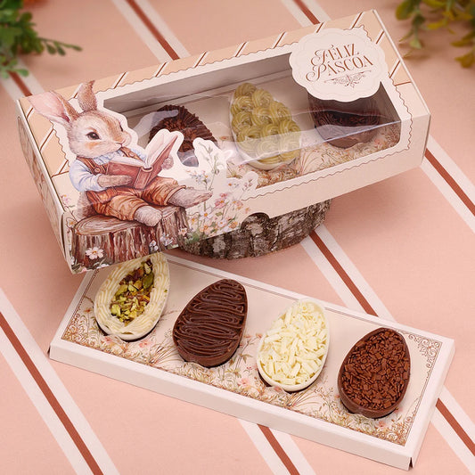 Caixa com Visor para 4 Mini Ovos 50g Acolher (10 unidades)