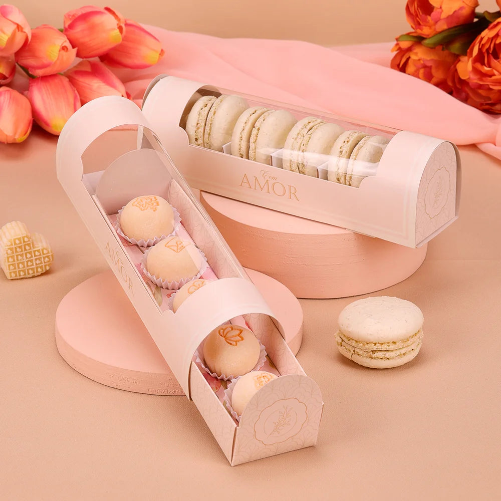 CAIXA PARA 5 DOCES COM VISOR TULIPAS 4939 ( DIA DAS MÃES- 10 unidades )