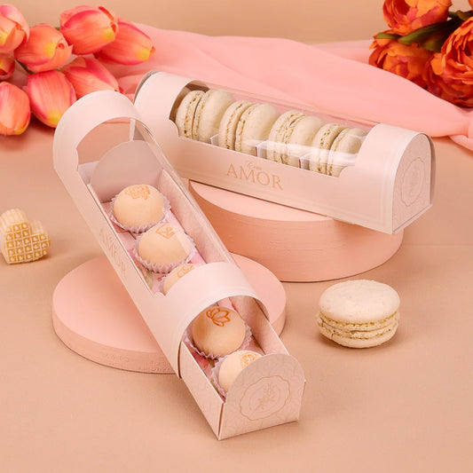 CAIXA PARA 5 DOCES COM VISOR TULIPAS 4939 ( DIA DAS MÃES- 10 unidades )