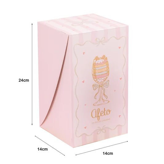Caixa para Bolo na Taça - Rosa (5 unidades)- Somente caixas