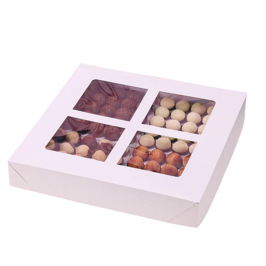 Caixa para 100 Doces com Visor e Berço Branco (10 unidades)