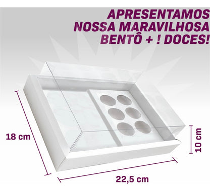 Caixa de mini bolo mais 6 doces kit com 10