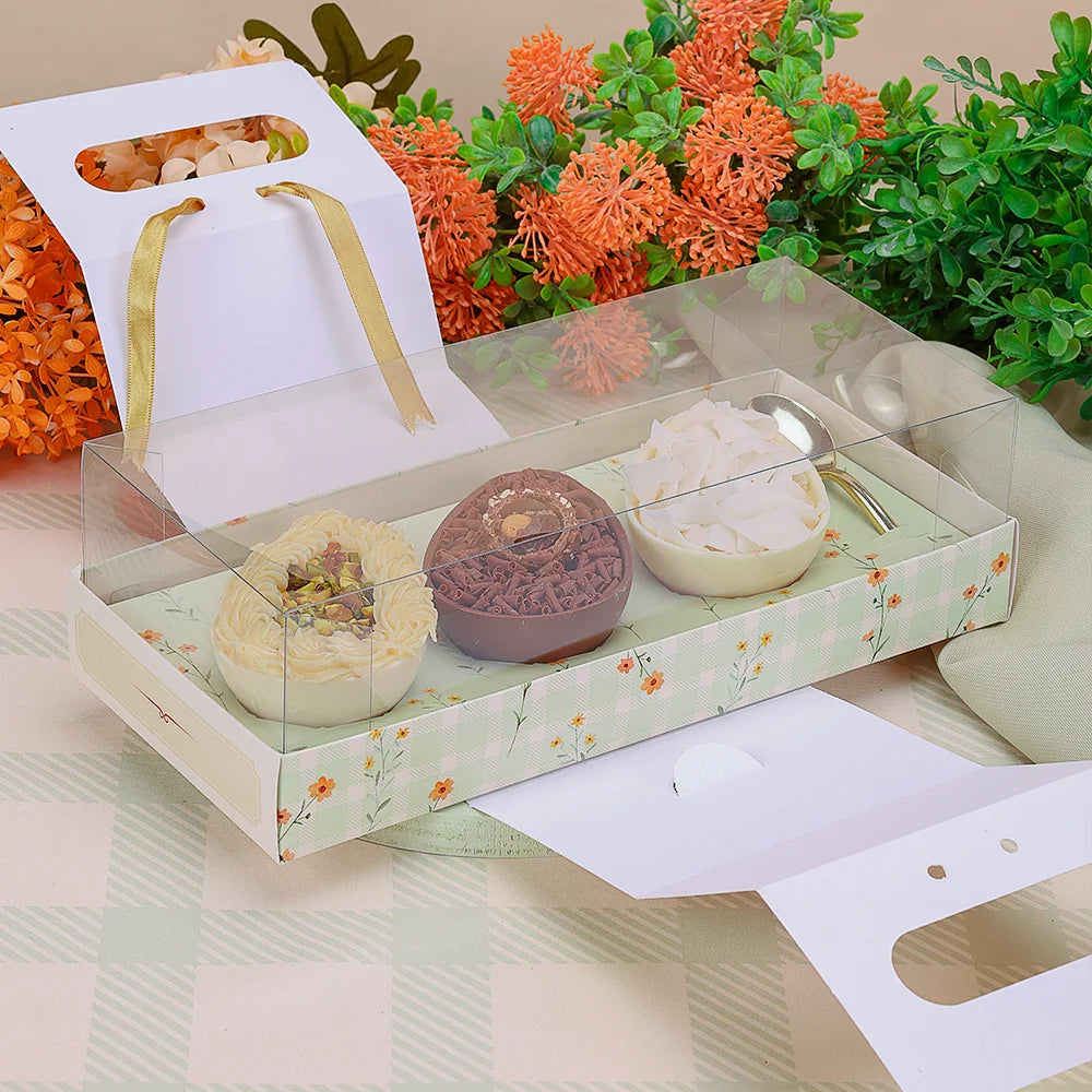 CAIXA PARA TRIO DE OVOS 100g COM ALCA FLORIR (10 unidades)