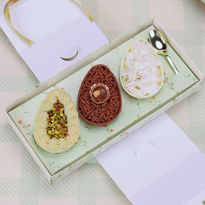 CAIXA PARA TRIO DE OVOS 100g COM ALCA FLORIR (10 unidades)