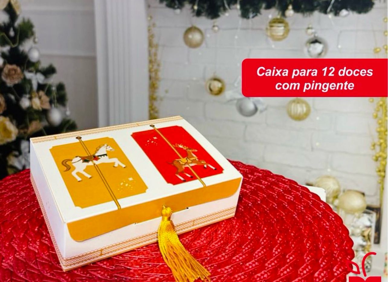 Caixa Natal 12 doces Carrosel (kit com 10)