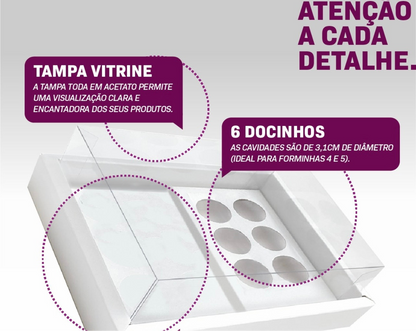 Caixa de mini bolo mais 6 doces kit com 10