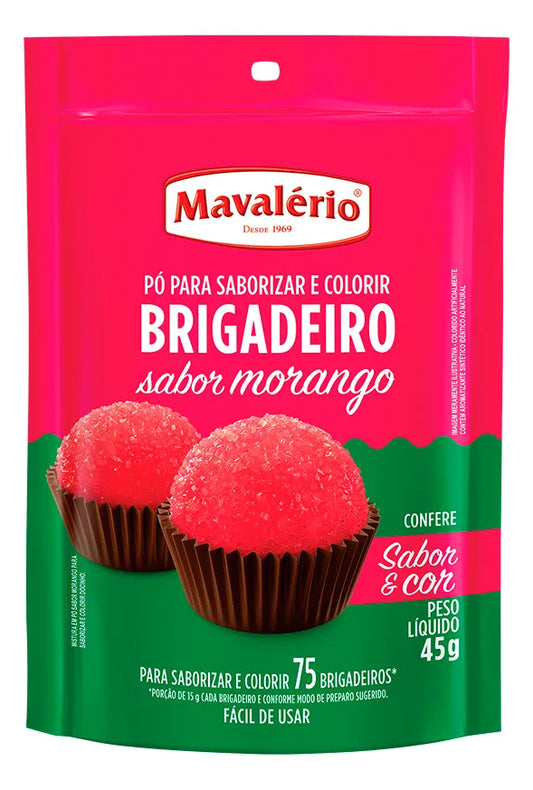 Saborizante Em Pó Preparo Brigadeiro Morango 45g Mavalério