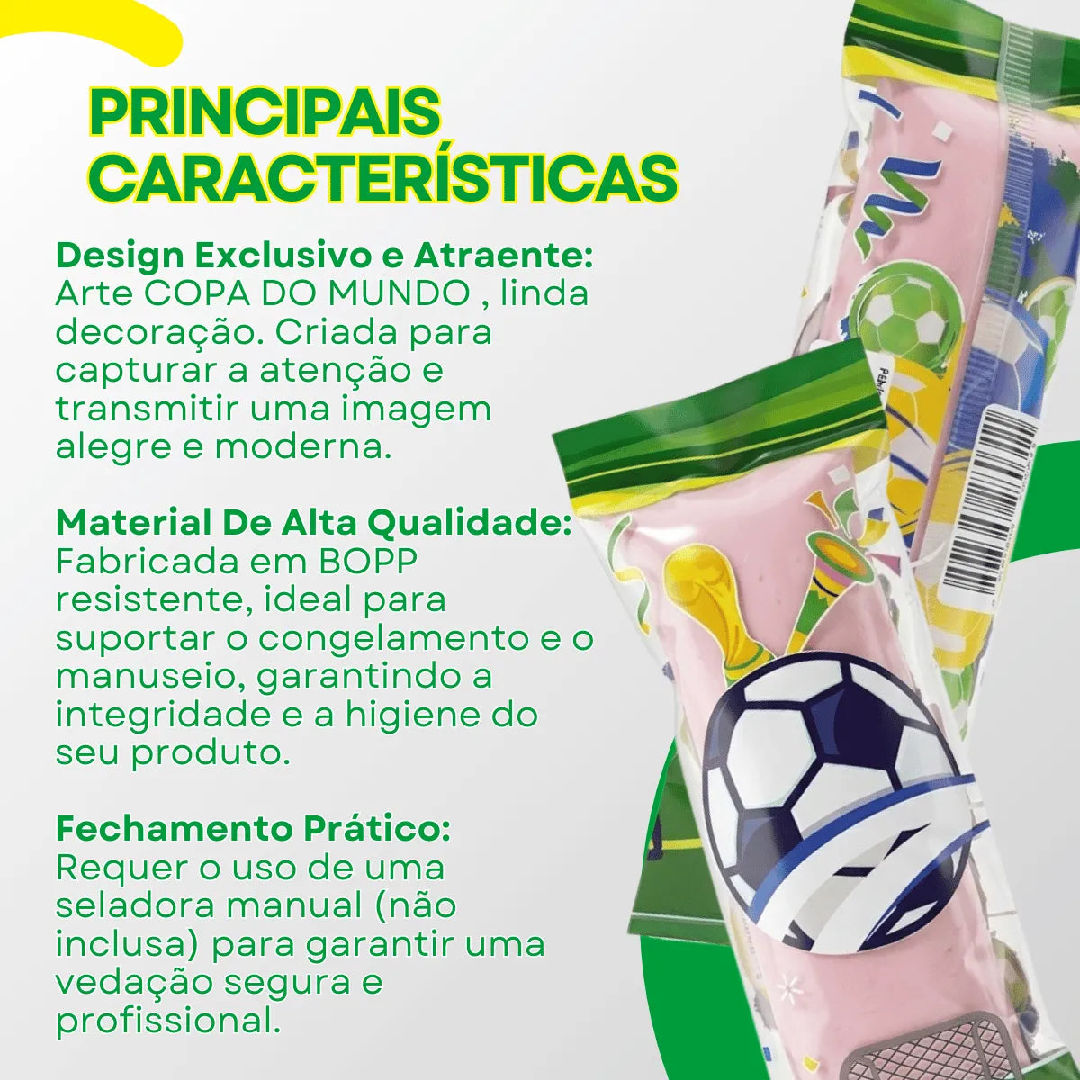 Embalagem Higiênica Sacolé Gourmet - 7x21 - Copa - 50 Und
