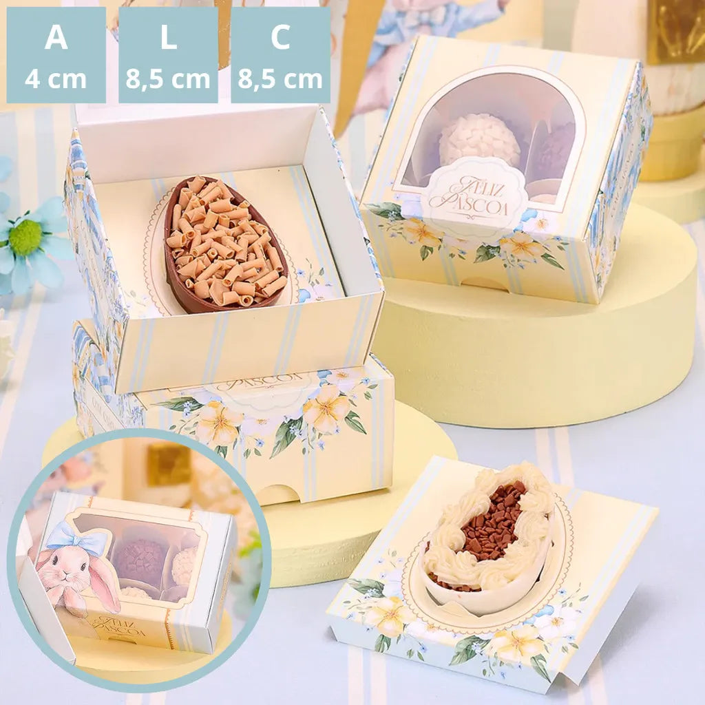 CAIXAS P/ 4 DOCES OU OVO 50G C/ VISOR AMANHECER ( 10 UNIDADES )