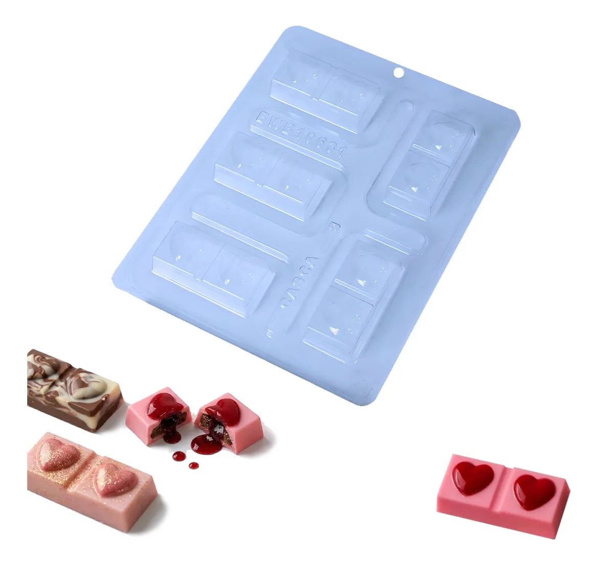 Forma Para Chocolate Bwb Especial C/ Silicone 3 Partes- Bombom Duo De Amor 10631