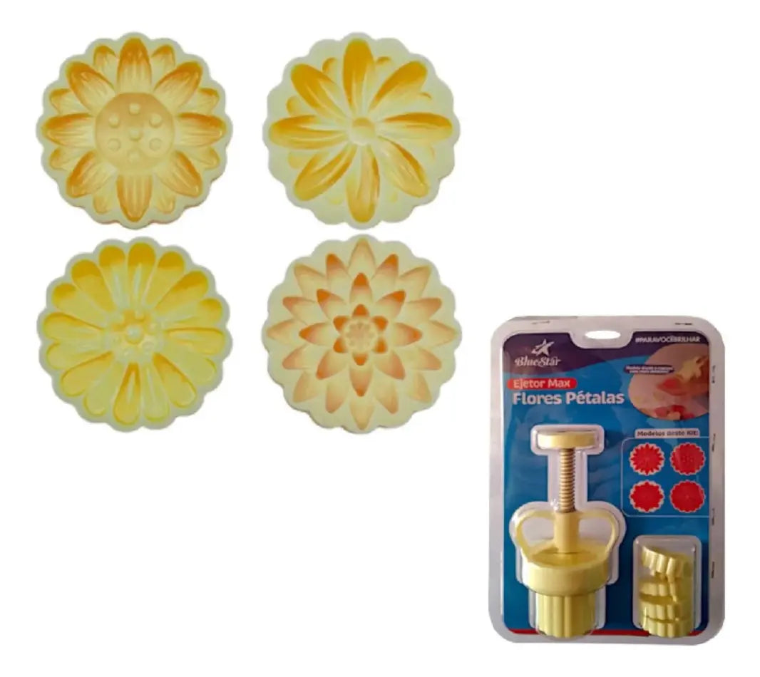 Ejetor Max Flores Pétalas P/doces + 4 Moldes Bluestar