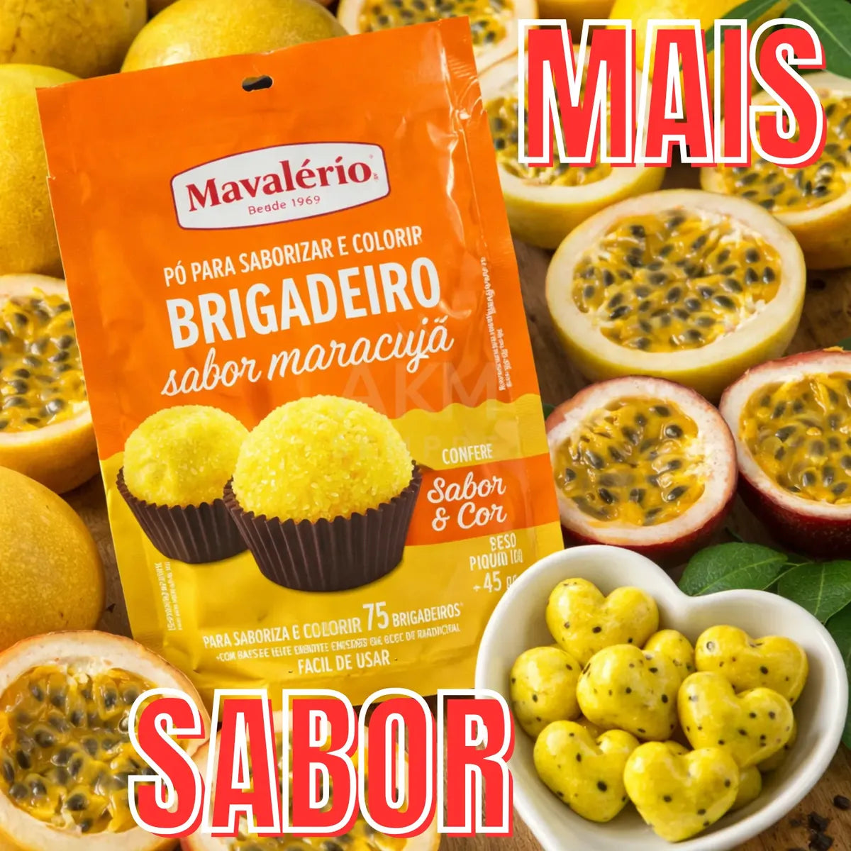 Pó Saborizante Para Brigadeiro Mavalério Maracuja 45 Gramas