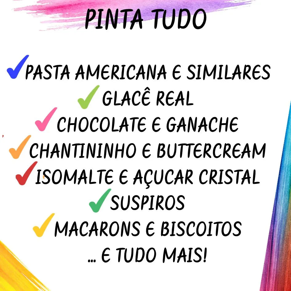 Ink Sugar - Tinta Alimentícia Confeitaria -6 Cores  (15 ml cada)