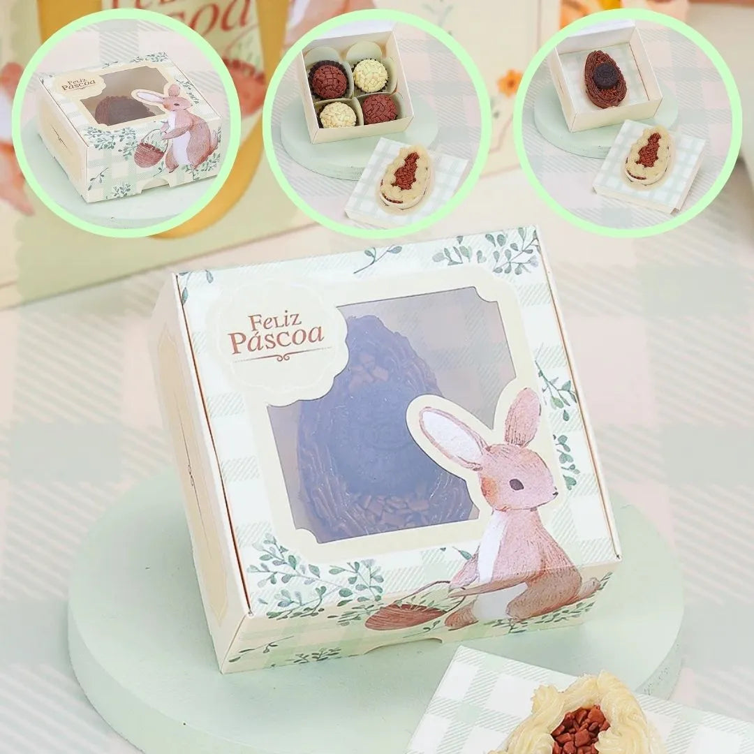 Caixa com Visor para 4 Doces ou 1 Mini Ovo 50g florir (10 unidades)