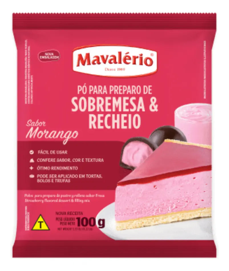 Pó saborizante Para Preparo De Sobremesa Morango 100g Mavalério