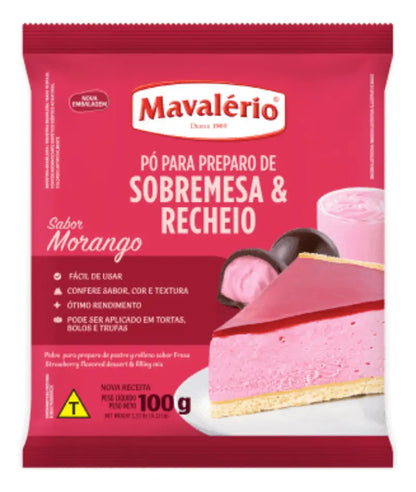 Pó saborizante Para Preparo De Sobremesa Morango 100g Mavalério