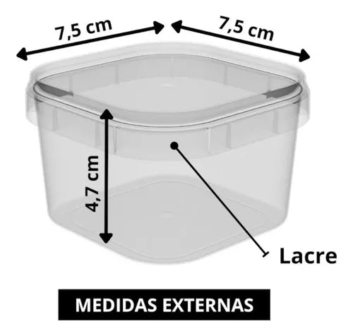 Pote Quadrado com Tampa 150ml c/ 10 unidades - Plastilânia