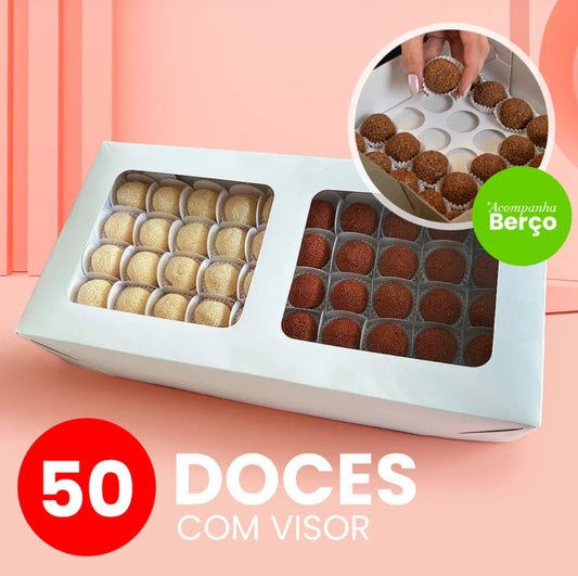 Caixa 50 DOCES cavidades COM BERCO e com visor