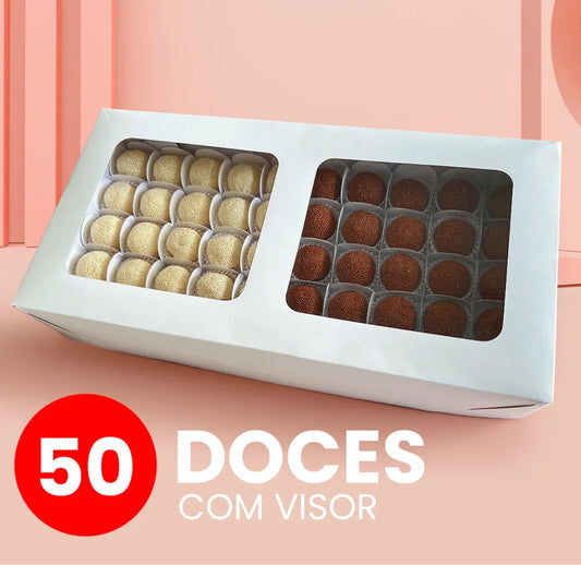 Caixa para 50 doces com Visor Branca (10 unidades)