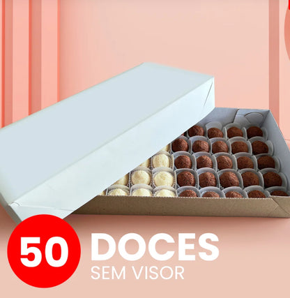 Caixa para 50 Doces sem Visor Branca (10 unidades)