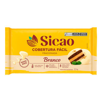 Cobertura Fracionada Fácil Sabor Chocolate Branco - Barra 2,1kg SICAO