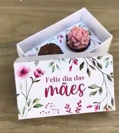 Caixa para 2 doces (com 2 Cavidades) - Dia das Mães (10 un) - Branca