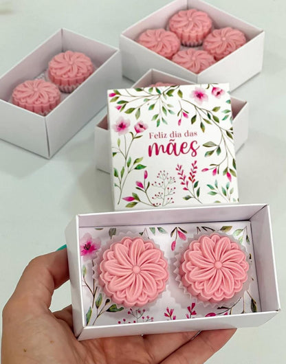 Caixa para 2 doces (com 2 Cavidades) - Dia das Mães (10 un) - Branca