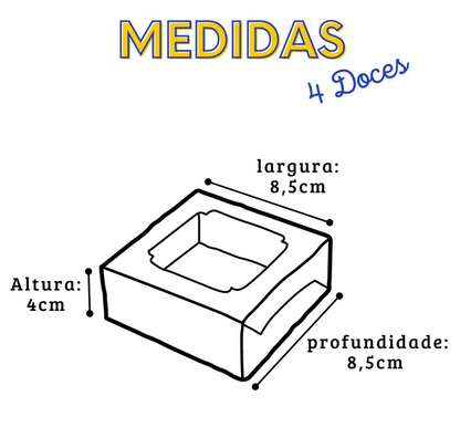 Caixa para 4 doces com visor Esperanca (Kit com 10)