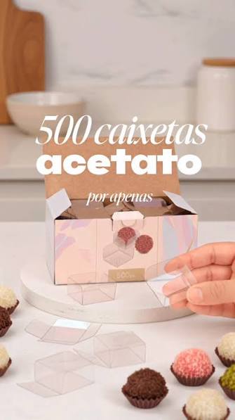 500 Forminhas 4 petalas- caixetas para Doces Acetato 3.3x3.3 Transparente Quadrada