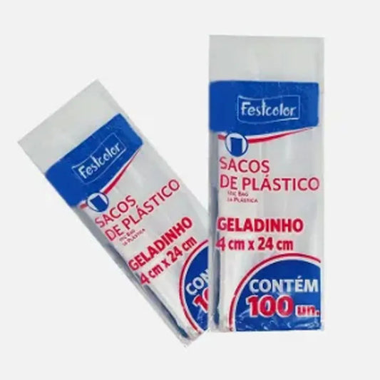 Saco de Geladinho 4x24cm c/100 unidades FESTCOLOR