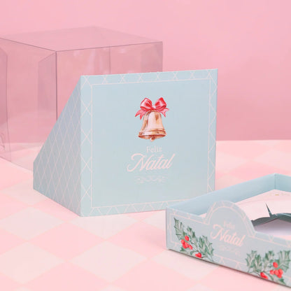 Caixa para Mini Panetone com Tampa de Acetato Doce Natal (10 unidades)