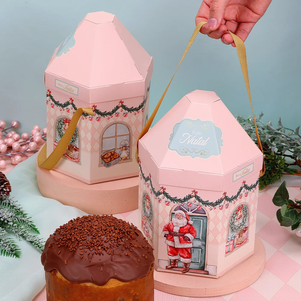 Casinha Grande para Panetone Doce Natal (5 unidades)