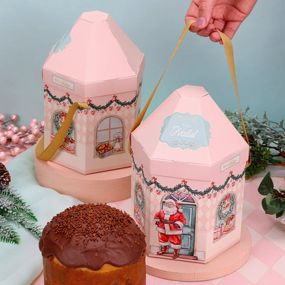 Casinha Grande para Panetone Doce Natal (5 unidades)