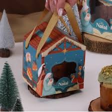 10 Caixa Presépio p/ Panetone de 100g com Visor de Acetato 4319